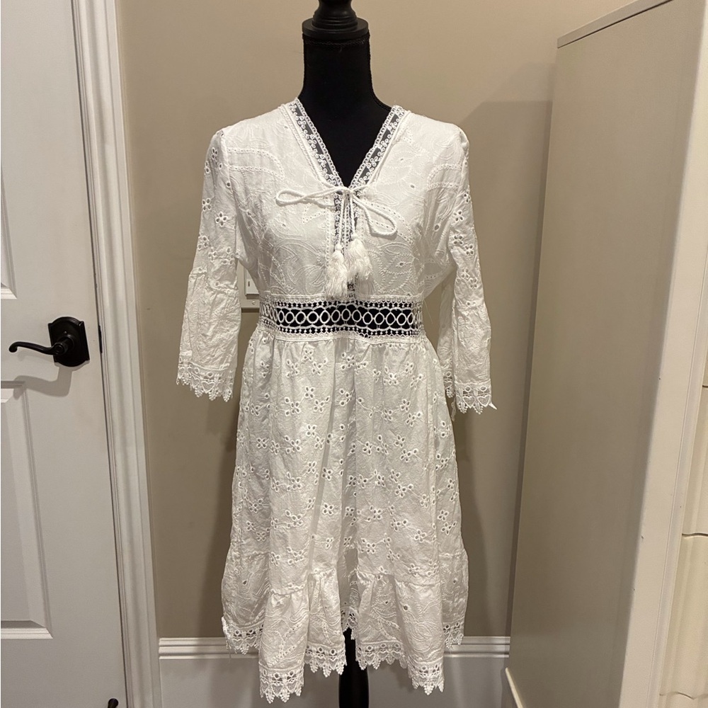 New White Boho lace dress.